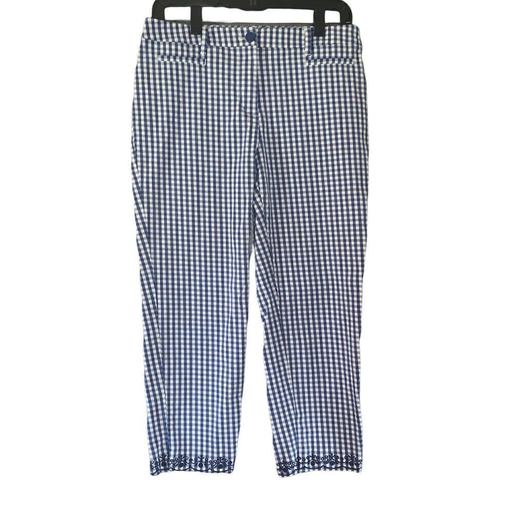 Talbots blue & white checked ankle pants 6‎